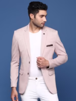 Mens Peach Slim Fit Single Breasted Blazer