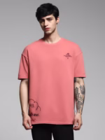 Men Pink Embroidered T-Shirt - Image 2