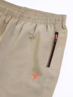 Mens Khaki TECHNOLITE Solid Slim Fit Sports Shorts - Image 5