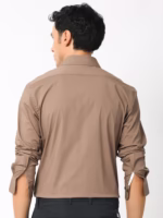 Neutrons Brown Plain Regular Fit Shirt - Image 7